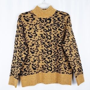 WORKSHOP cheetah sweater mock neck